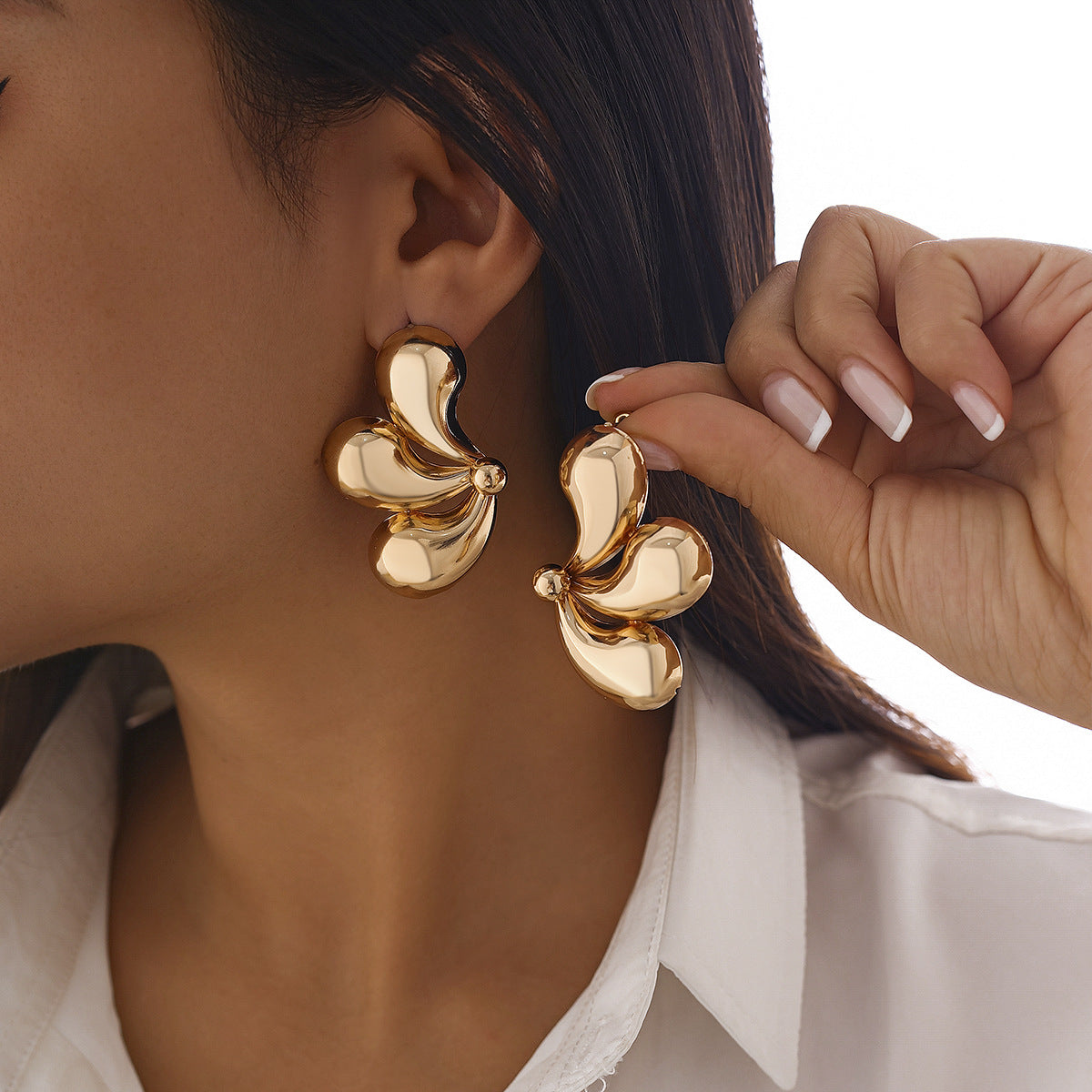 Fashionable commuting irregular square earrings versatile hot selling geometric alloy earrings
