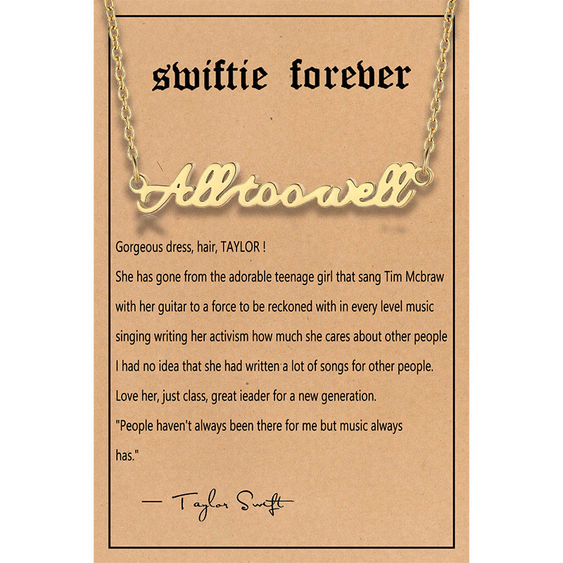 Taylor Swiftie Freundschaftskette Edelstahl Gold Fearless Anhänger für Musikliebhaber