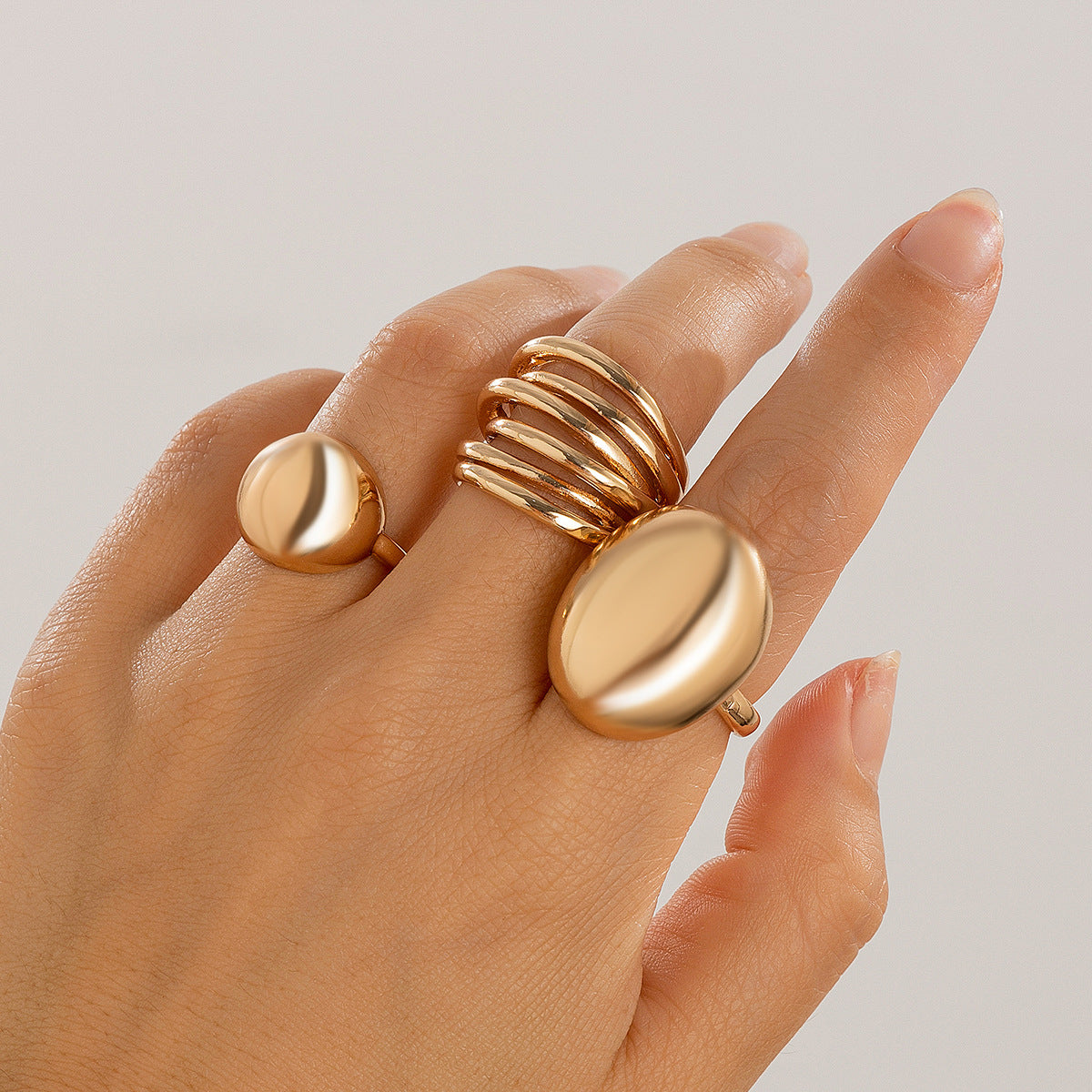 Zilora – Vintage-Ring-Set (3er) 🌟 Geometrisches Design mit moderner Textur
