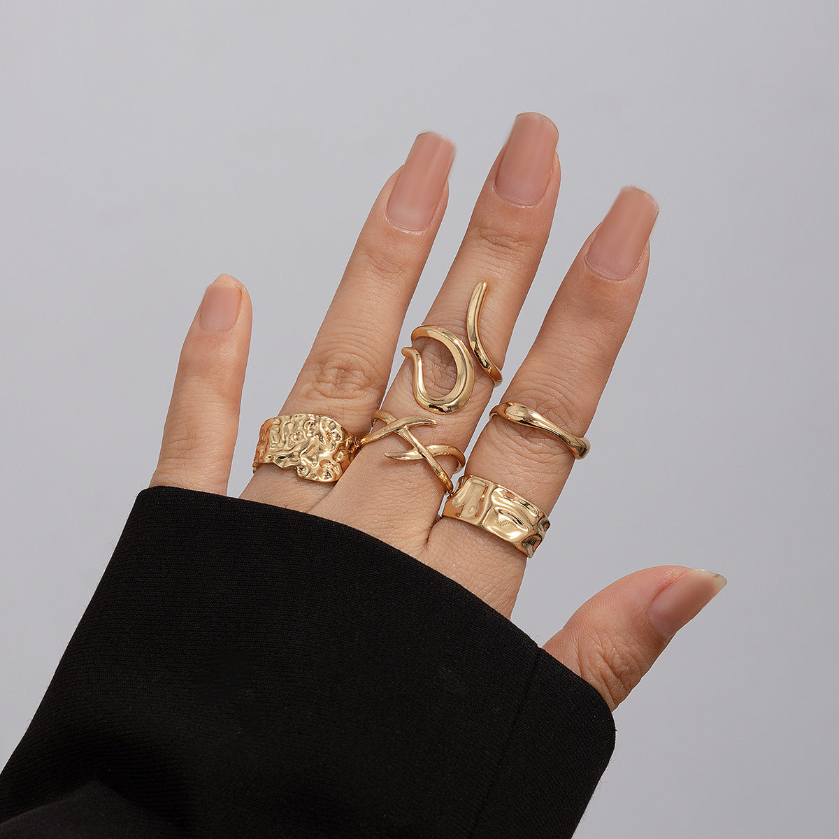 Zilora – Vintage-Ring-Set (3er) 🌟 Geometrisches Design mit moderner Textur