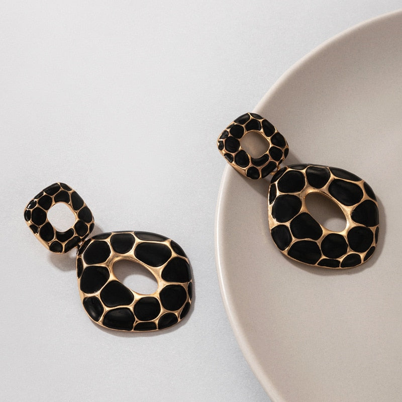 Earrings Trend New Boho Fashion Earrings For Women Cool Stuff Personality Square Leopard Print Geometry Vintage Jewelry