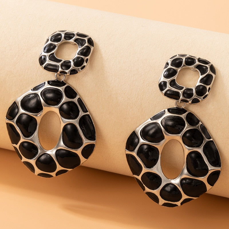 Earrings Trend New Boho Fashion Earrings For Women Cool Stuff Personality Square Leopard Print Geometry Vintage Jewelry
