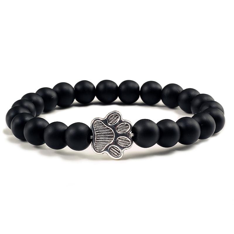 Zilora – Lava-Stein-Armband mit Pfotenanhänger 🖤 Natürliche Eleganz mit Tierliebe 🐾