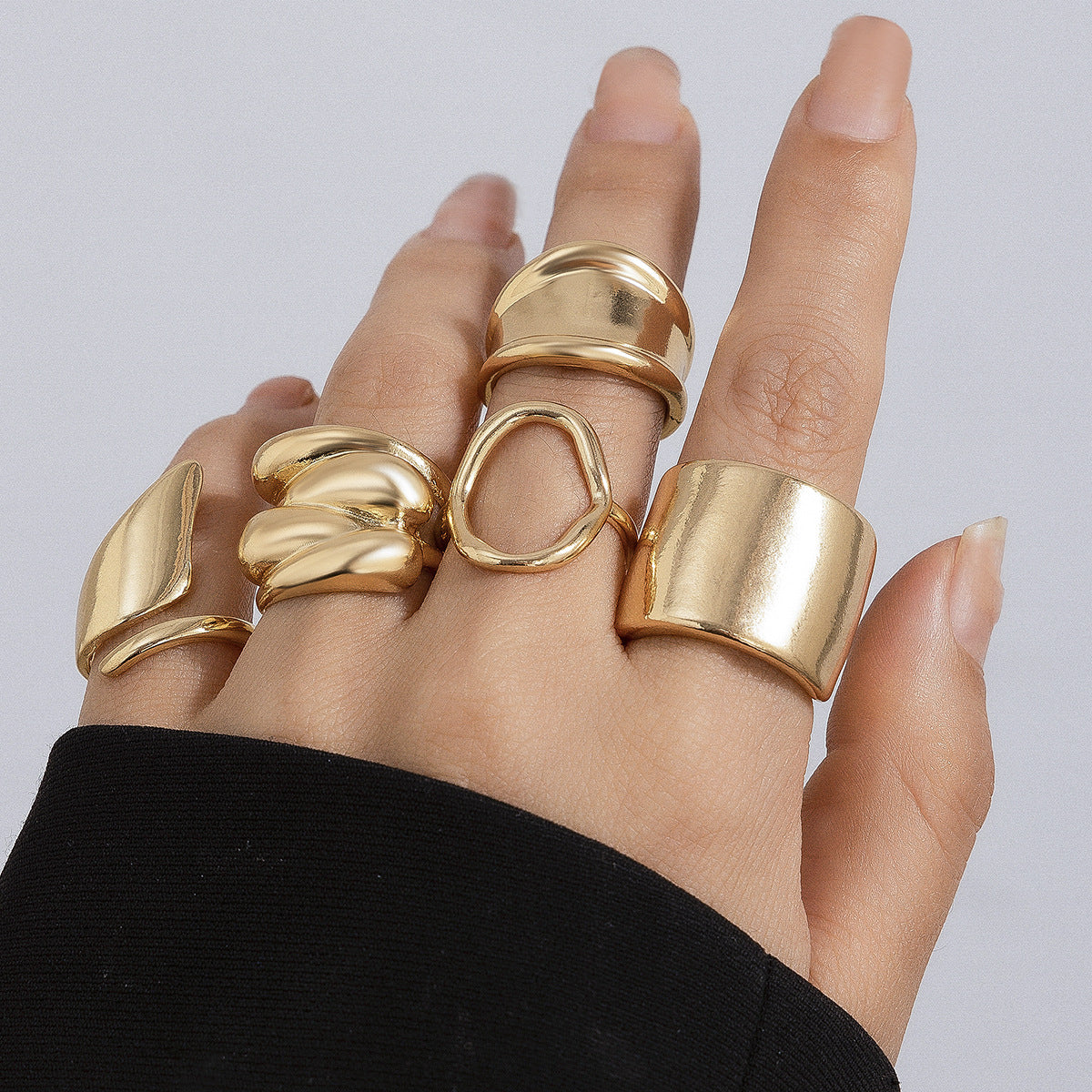 Zilora – Vintage-Ring-Set (3er) 🌟 Geometrisches Design mit moderner Textur