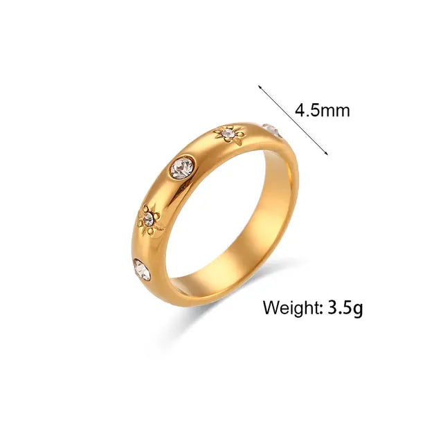 Zilora – Zarter 18K vergoldeter Ring ✨ mit grüner Zirkonia & Perlen
