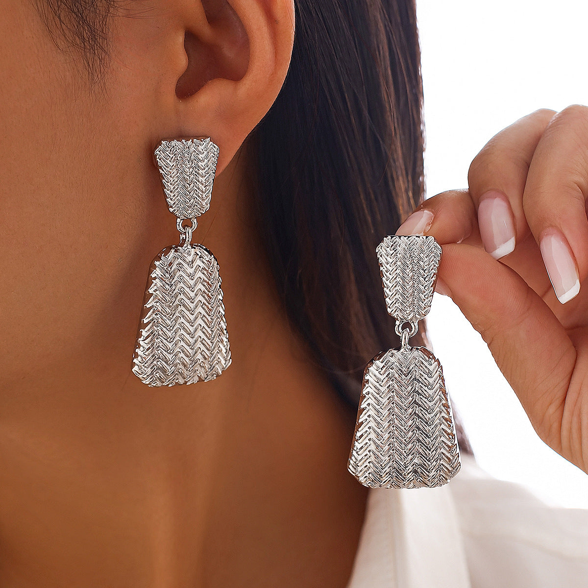 Fashionable commuting irregular square earrings versatile hot selling geometric alloy earrings