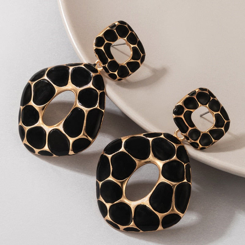 Earrings Trend New Boho Fashion Earrings For Women Cool Stuff Personality Square Leopard Print Geometry Vintage Jewelry