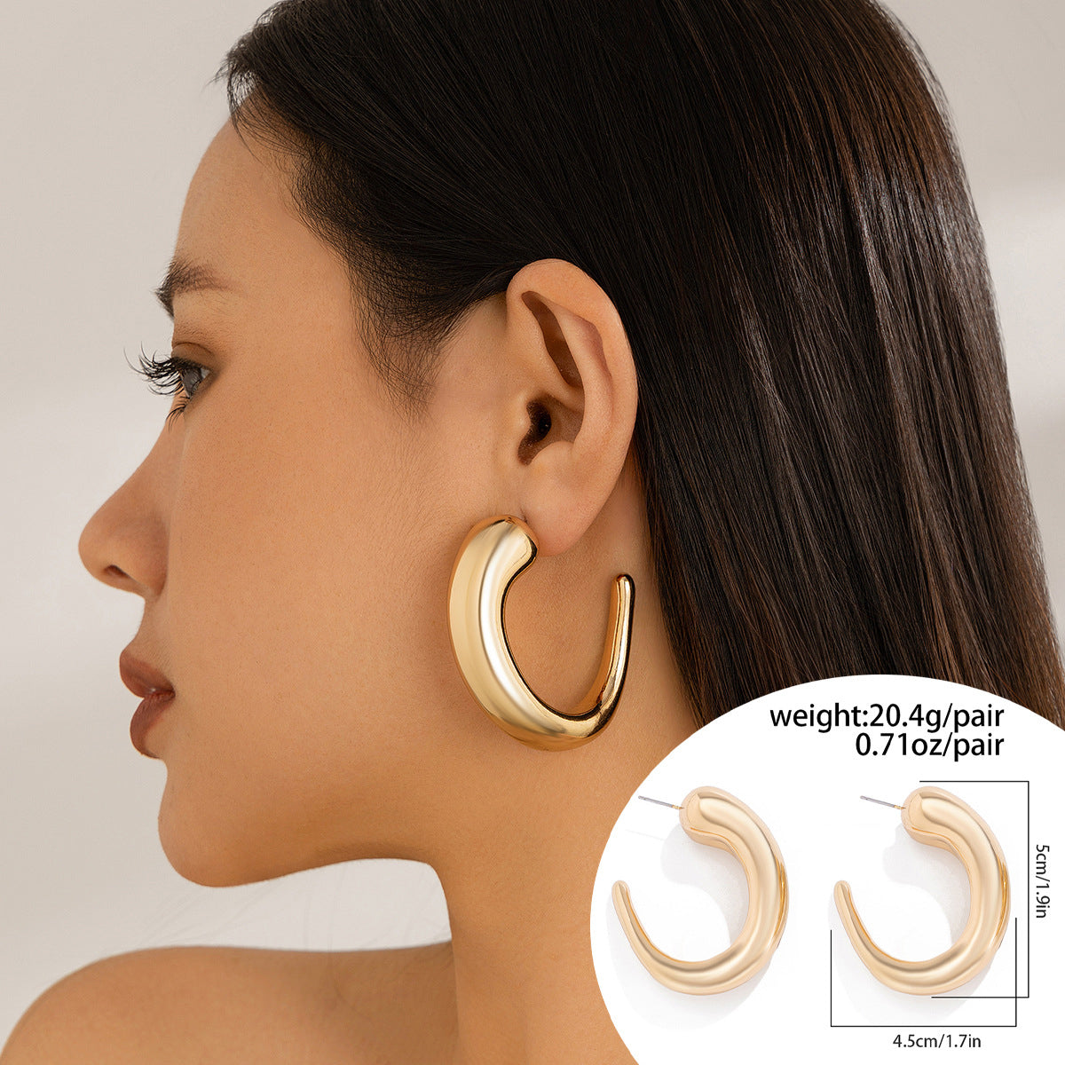 Ins pleated metal texture earrings exaggerated irregular earrings Business waterdrop earrings