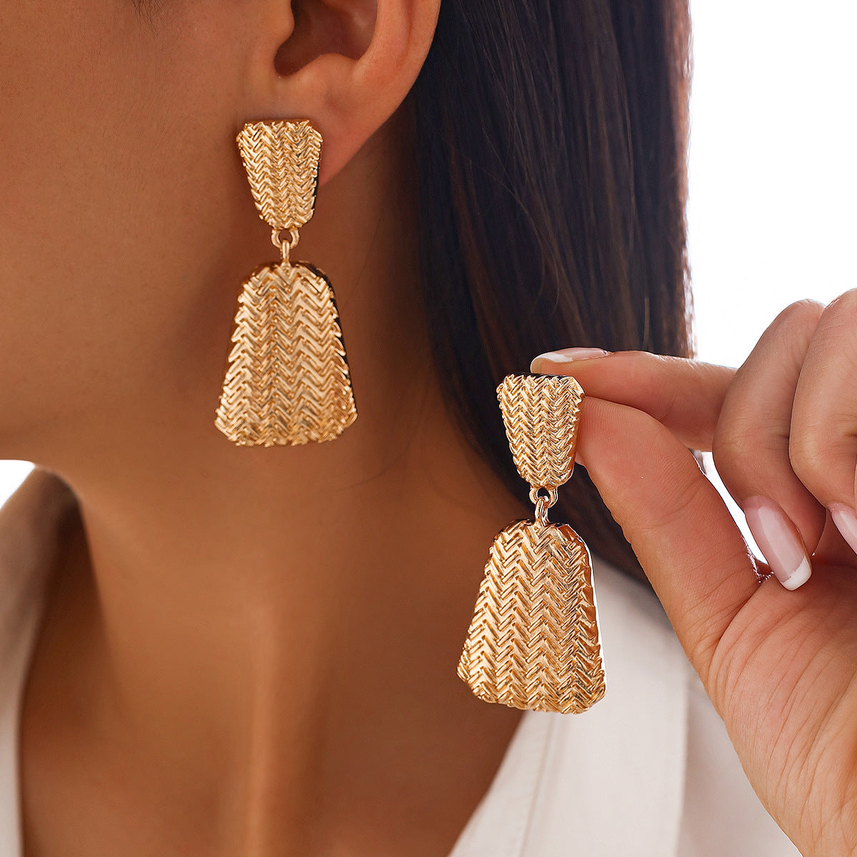 Fashionable commuting irregular square earrings versatile hot selling geometric alloy earrings