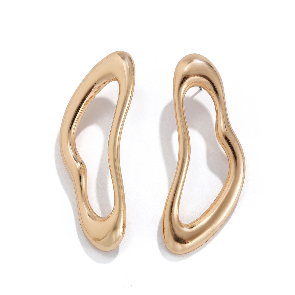 Ins pleated metal texture earrings exaggerated irregular earrings Business waterdrop earrings