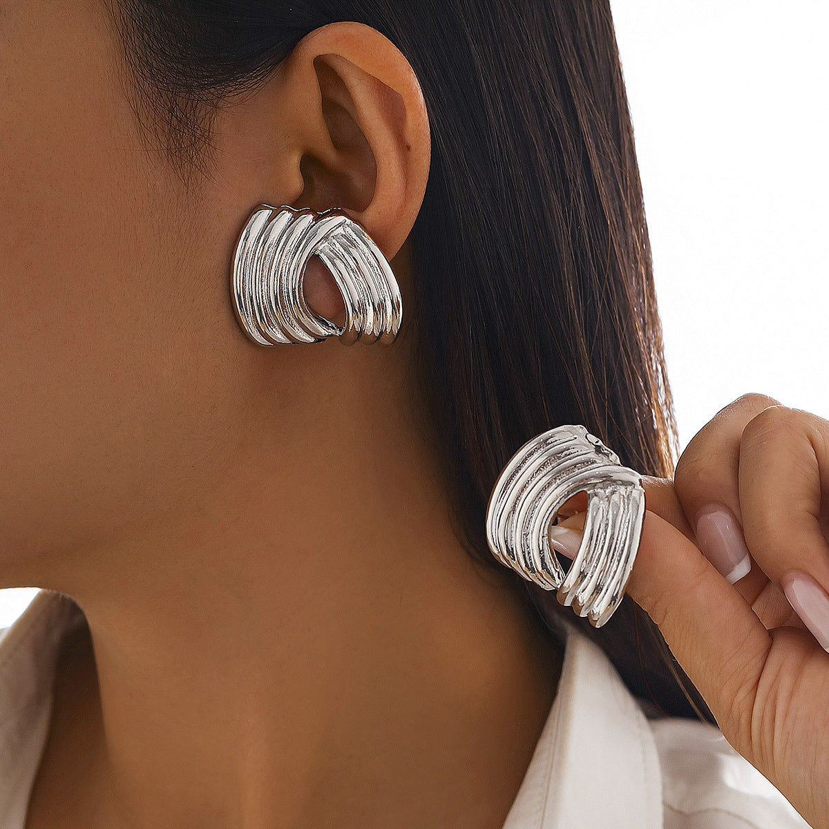 Fashionable commuting irregular square earrings versatile hot selling geometric alloy earrings