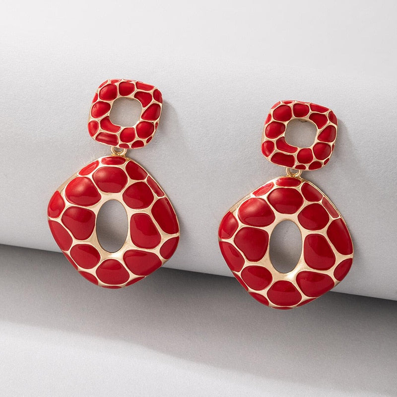 Earrings Trend New Boho Fashion Earrings For Women Cool Stuff Personality Square Leopard Print Geometry Vintage Jewelry