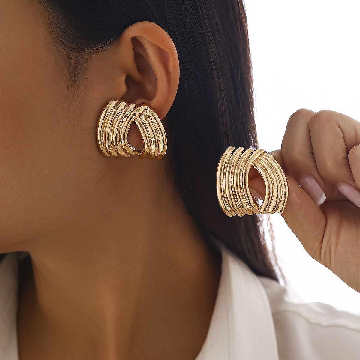 Fashionable commuting irregular square earrings versatile hot selling geometric alloy earrings