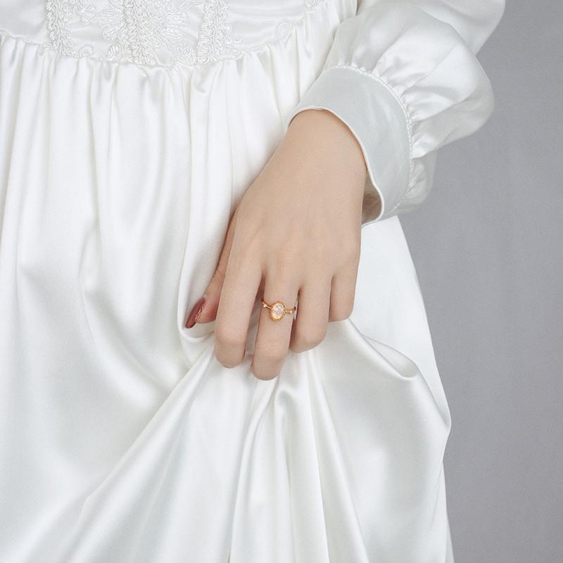 Retro Imitation Opal Goldplattierter Ring für Damen – Eleganz im Vintage-Stil ✨