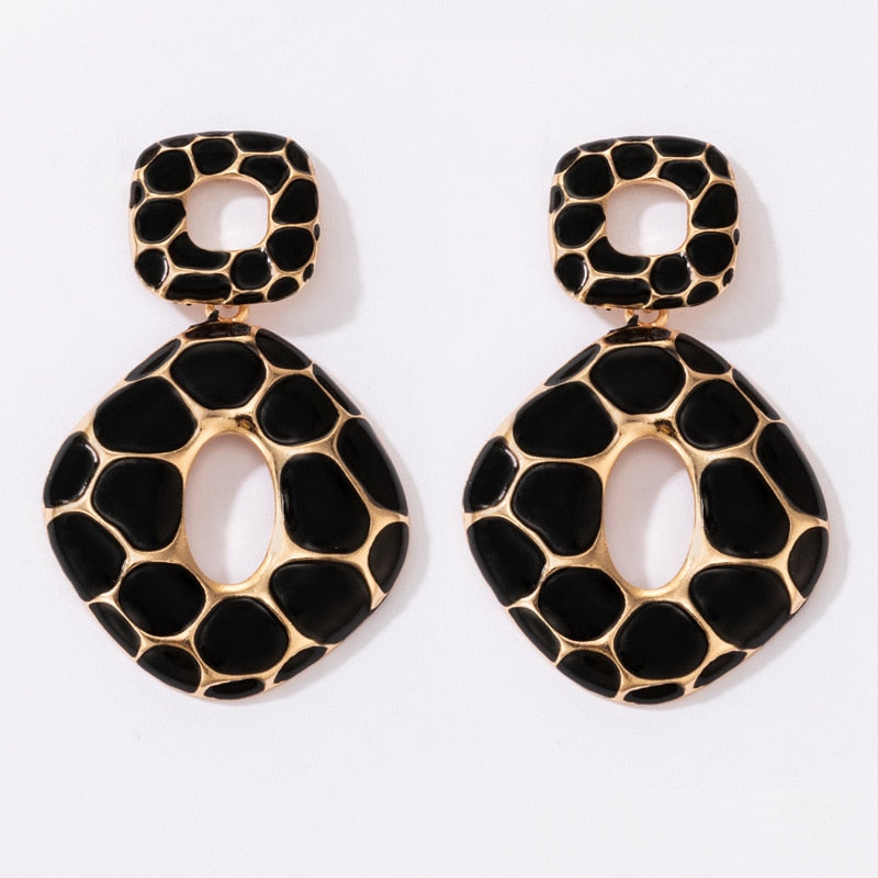 Earrings Trend New Boho Fashion Earrings For Women Cool Stuff Personality Square Leopard Print Geometry Vintage Jewelry