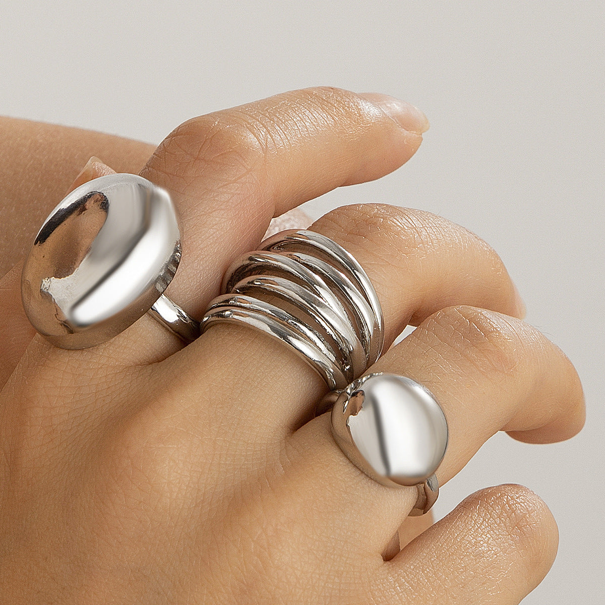 Zilora – Vintage-Ring-Set (3er) 🌟 Geometrisches Design mit moderner Textur