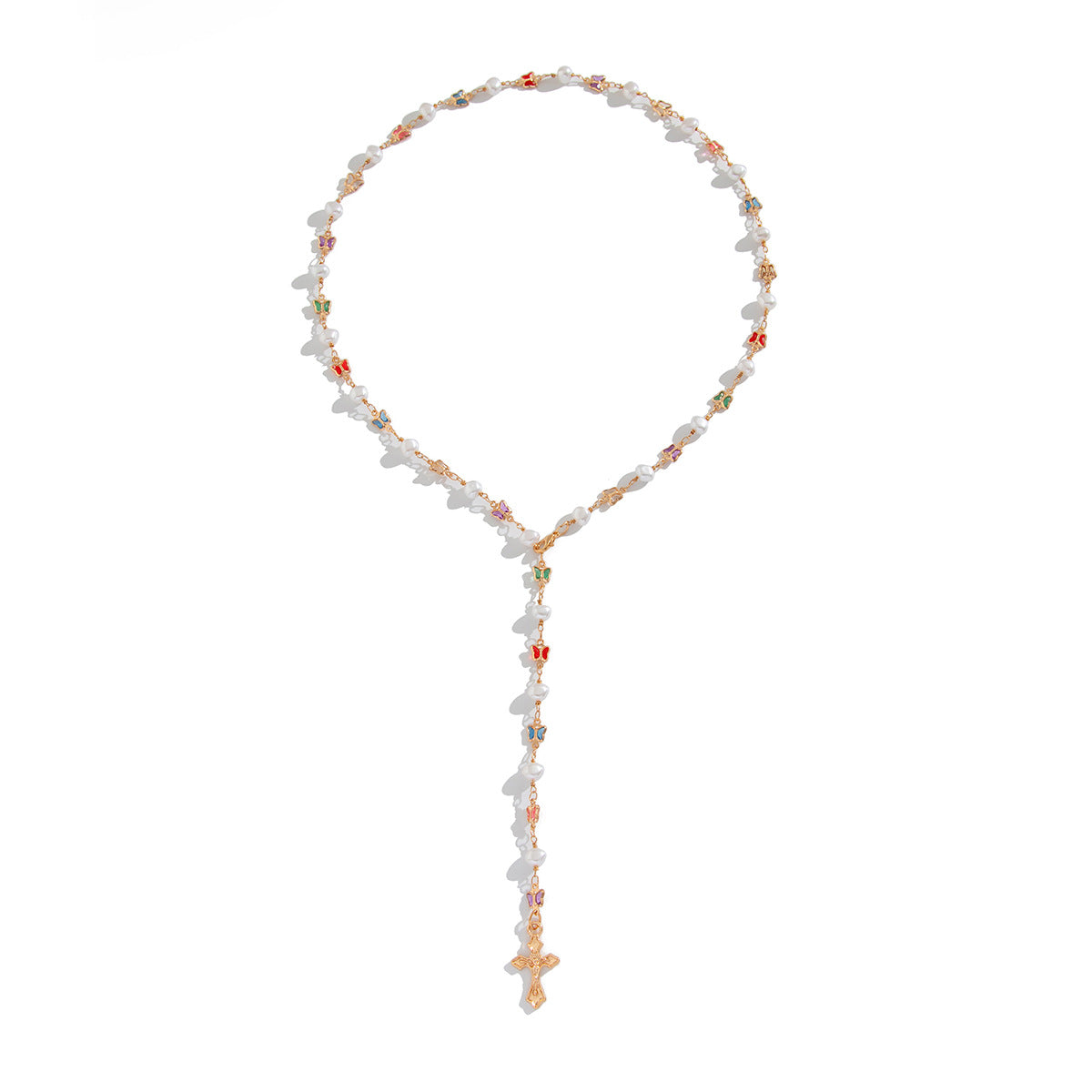 Zilora – Feine Perlen-Kreuz-Kette im Layering-Stil 💎