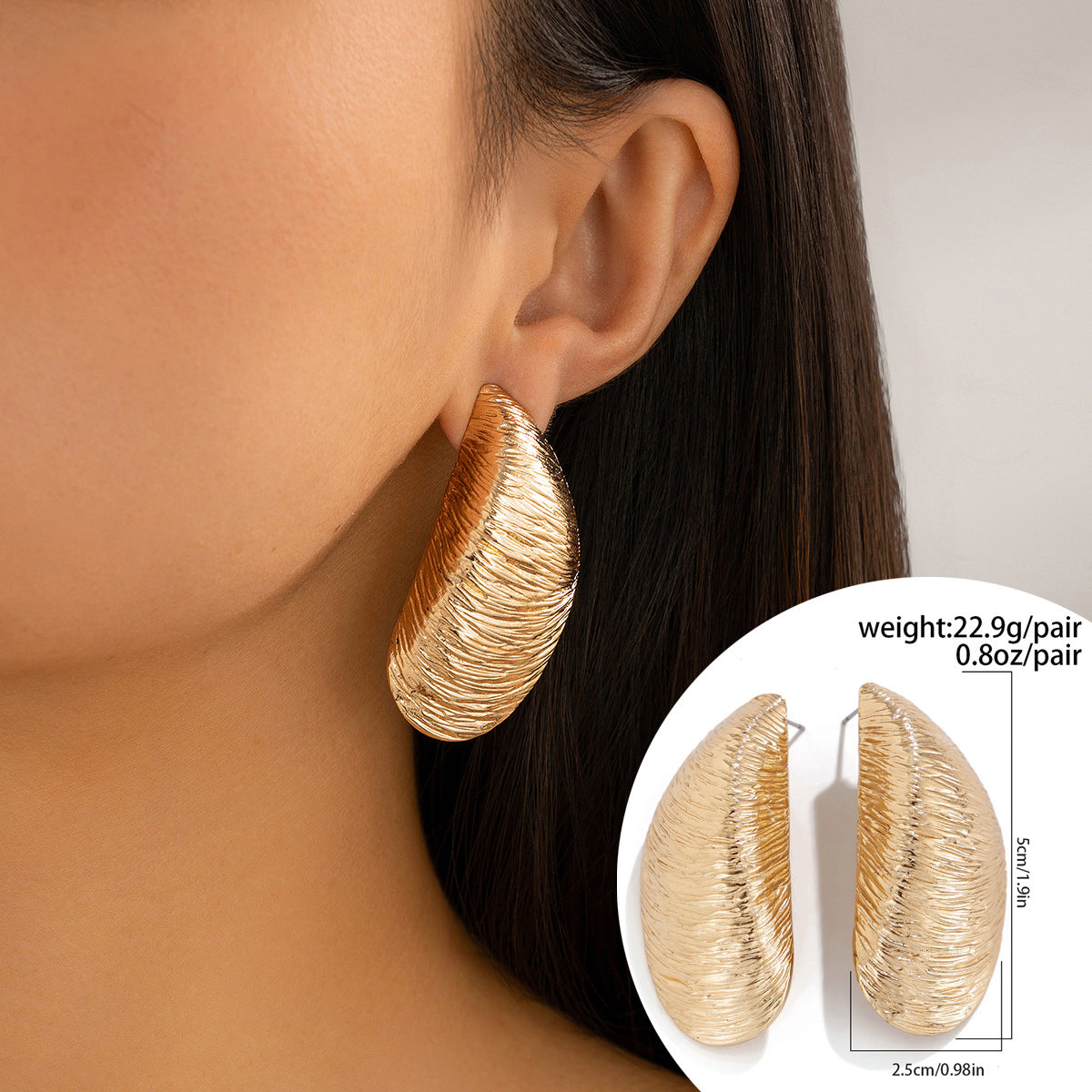 Ins pleated metal texture earrings exaggerated irregular earrings Business waterdrop earrings