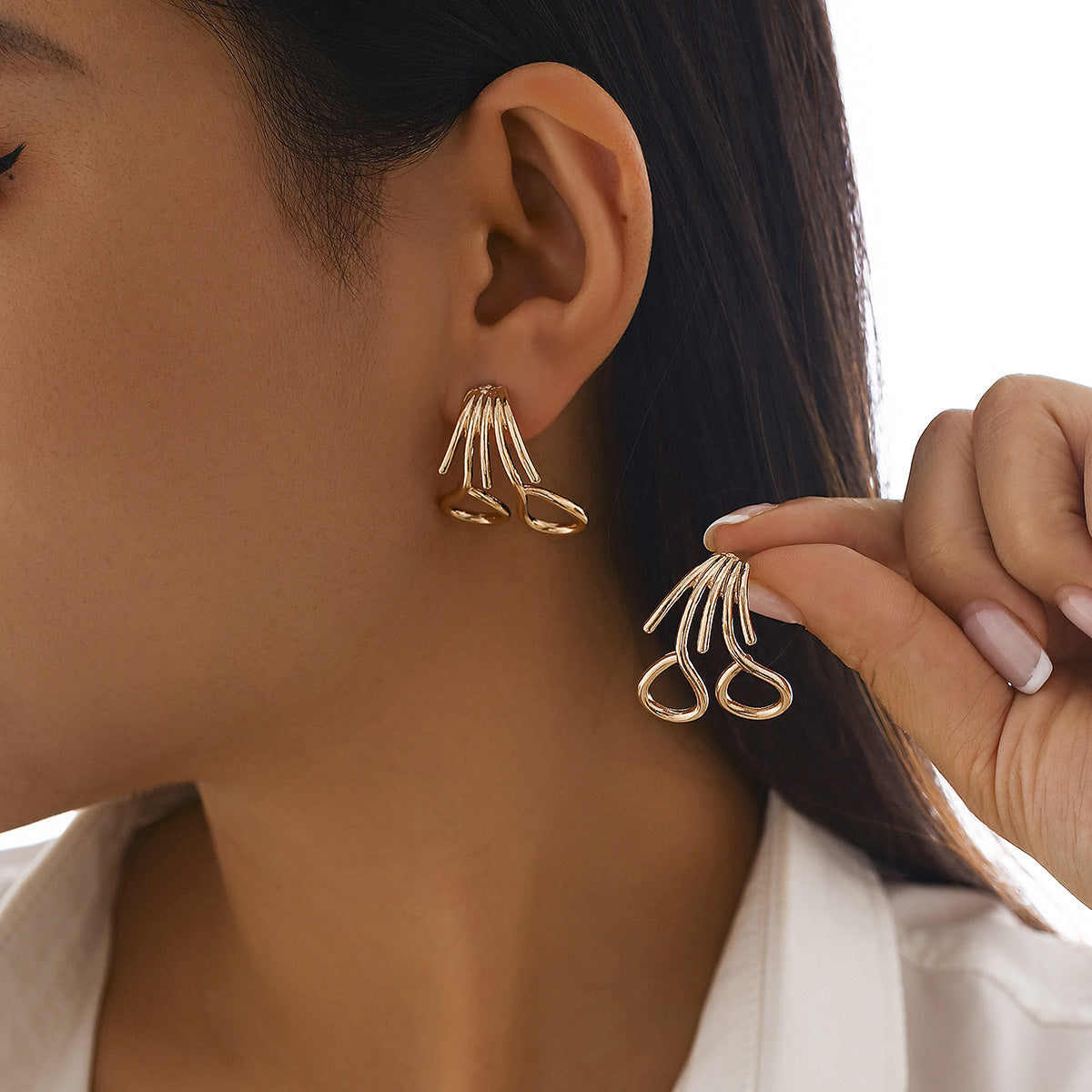 Fashionable commuting irregular square earrings versatile hot selling geometric alloy earrings