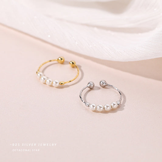 Retro-Perlenring – Zeitloses Design aus echtem Silber