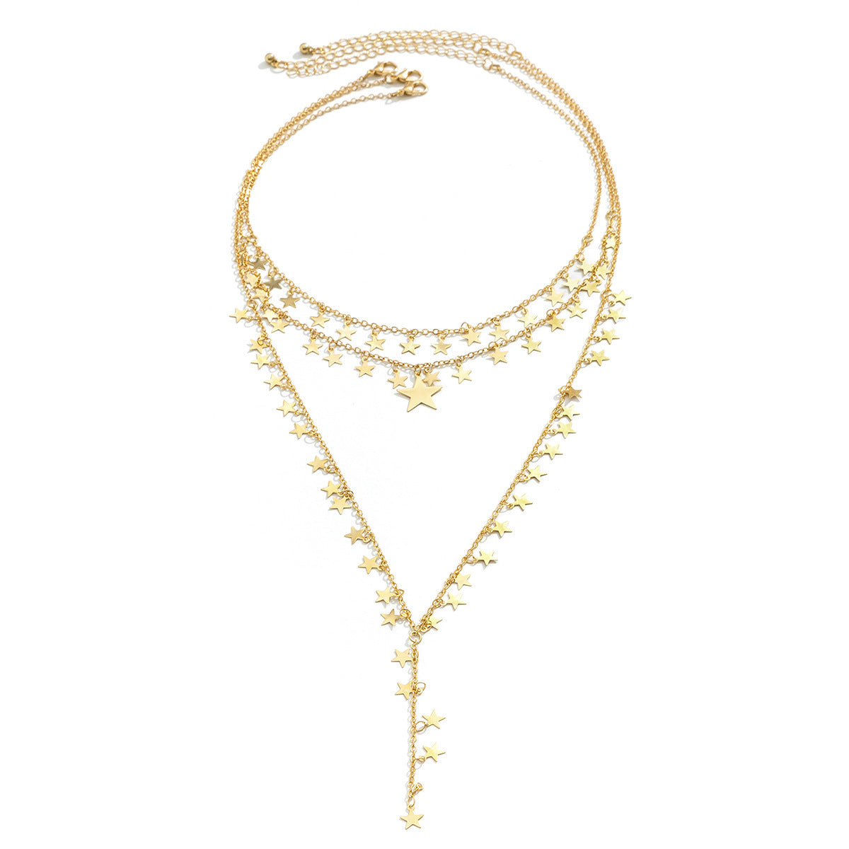 Elegante Halskette Y-förmige mit Sternfransen – Mehrlagiger Schmuck für Frauen