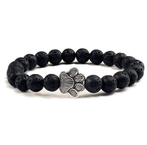 Zilora – Lava-Stein-Armband mit Pfotenanhänger 🖤 Natürliche Eleganz mit Tierliebe 🐾
