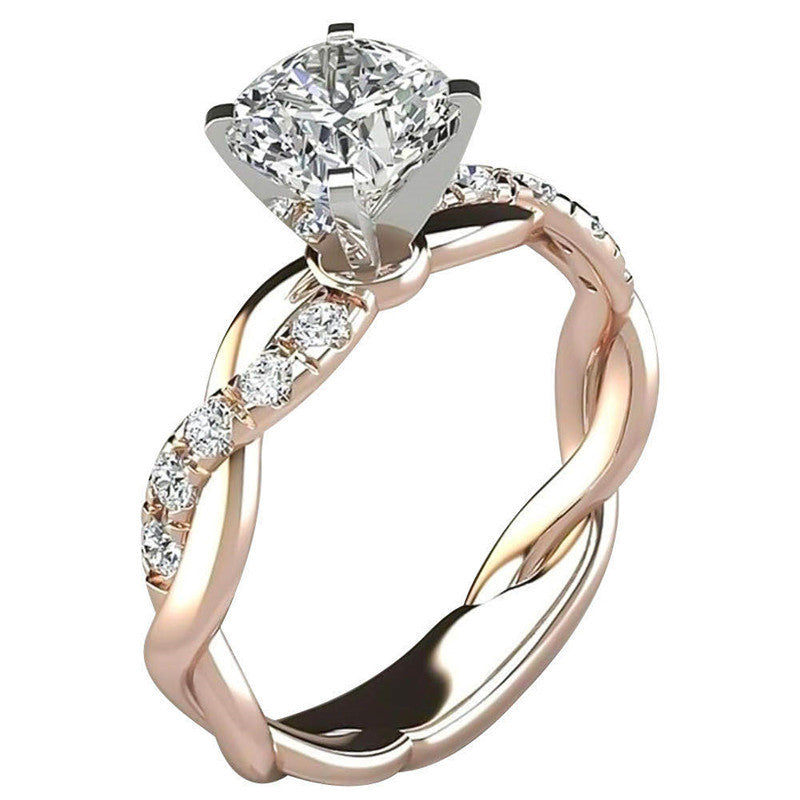 Zilora – Prinzessinnenring mit Twist ✨ 18K Roségold plattiert – Funkelnder Luxus in zwei Farben
