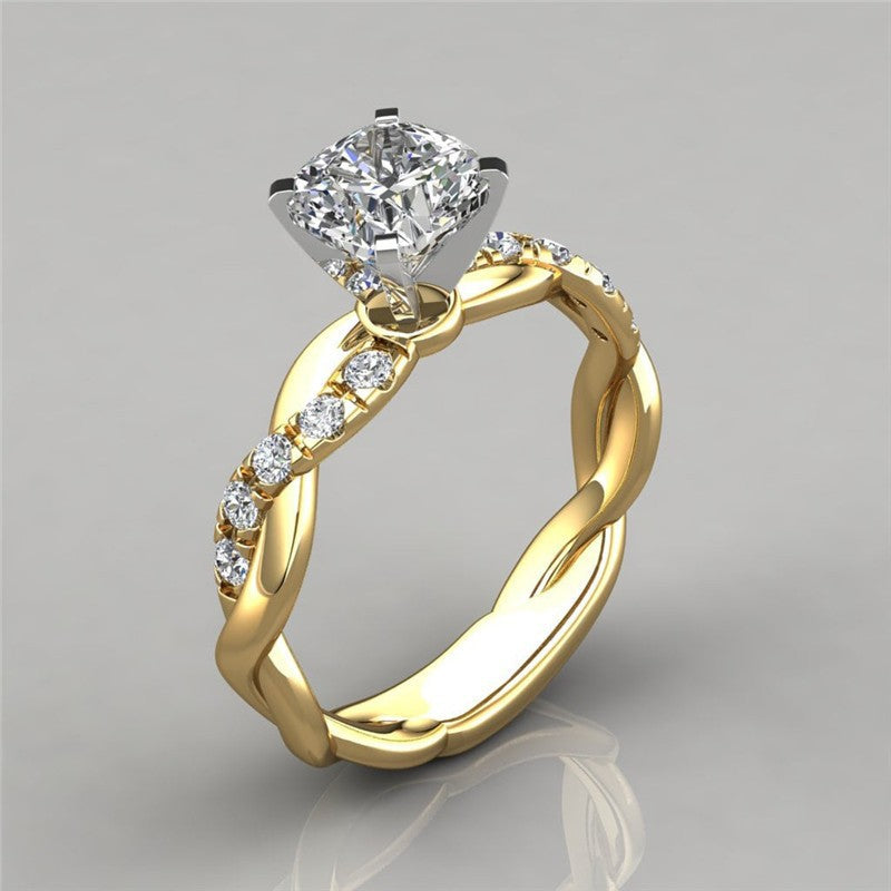 Zilora – Prinzessinnenring mit Twist ✨ 18K Roségold plattiert – Funkelnder Luxus in zwei Farben