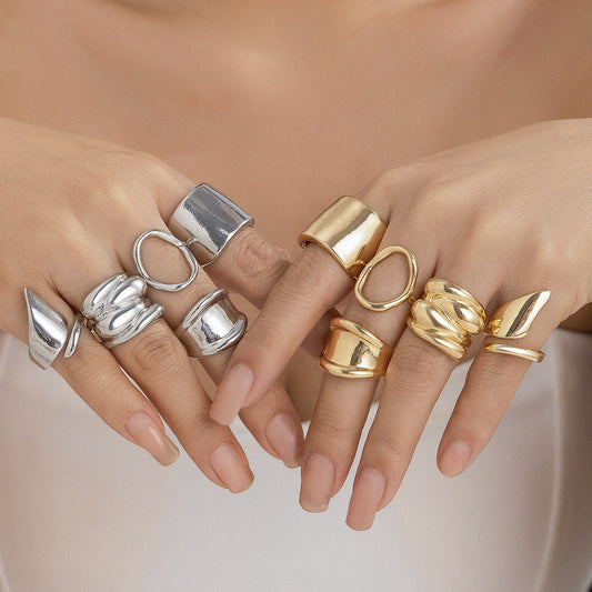 Zilora – Vintage-Ring-Set (3er) 🌟 Geometrisches Design mit moderner Textur