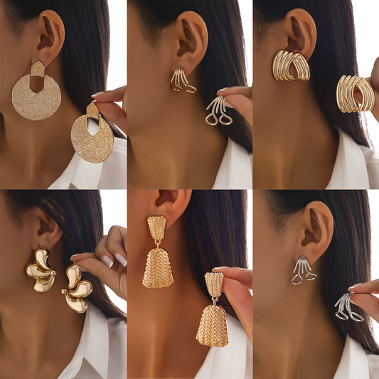 Fashionable commuting irregular square earrings versatile hot selling geometric alloy earrings