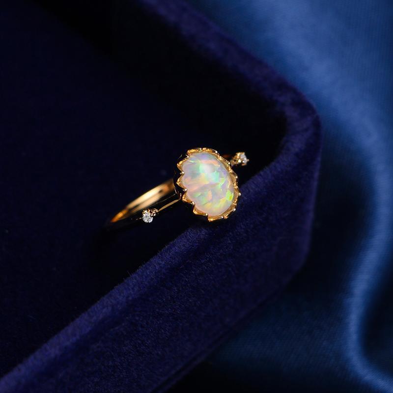 Retro Imitation Opal Goldplattierter Ring für Damen – Eleganz im Vintage-Stil ✨