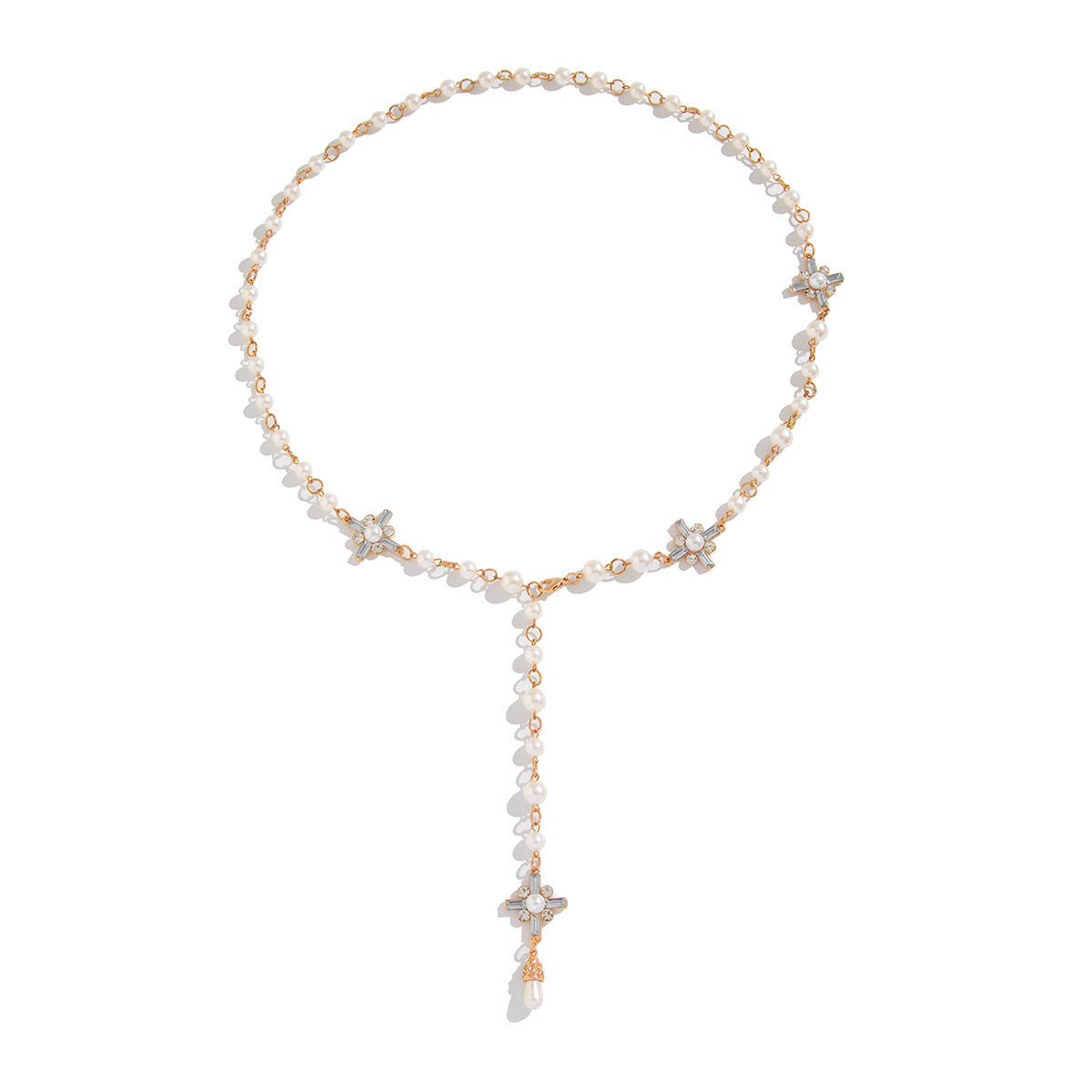 Zilora – Perlenkette mit Kreuz & Tasseln 💖 Modernes und edles Set