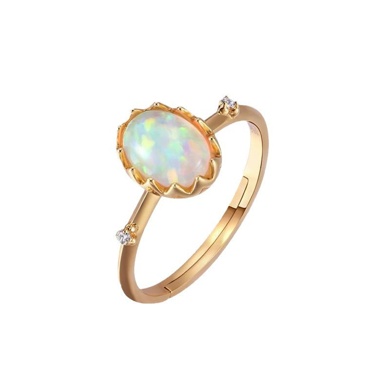 Retro Imitation Opal Goldplattierter Ring für Damen – Eleganz im Vintage-Stil ✨