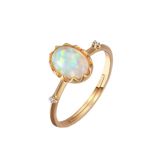 Retro Imitation Opal Goldplattierter Ring für Damen – Eleganz im Vintage-Stil ✨