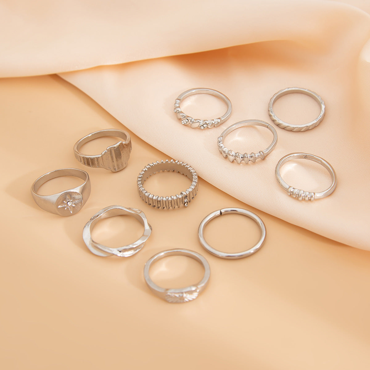 🌟 Vintage Zahnrad-Ring-Set – Einzigartiges Design mit Diamant-Akzenten