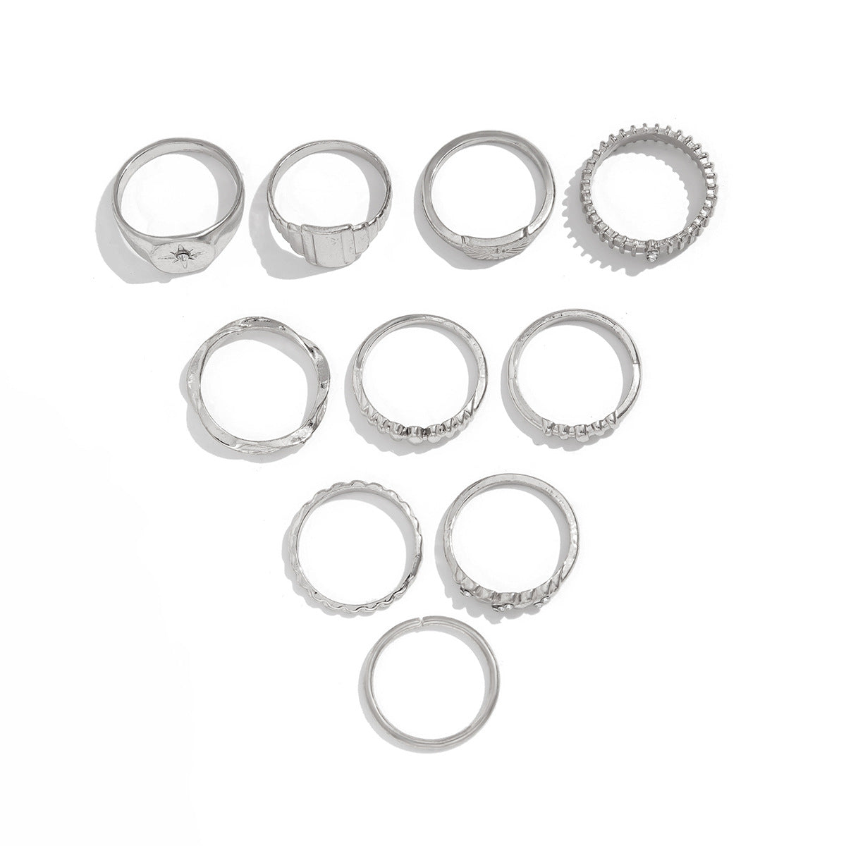 🌟 Vintage Zahnrad-Ring-Set – Einzigartiges Design mit Diamant-Akzenten