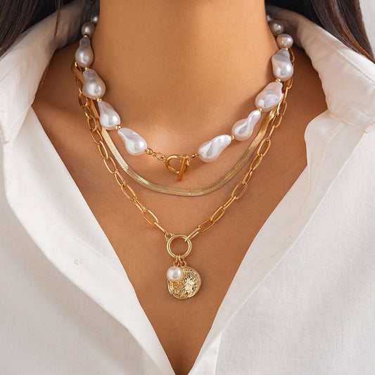 Zilora – Barock-Perlen-Mehrlagenkette 🌙 Eleganz mit Retro-Flair