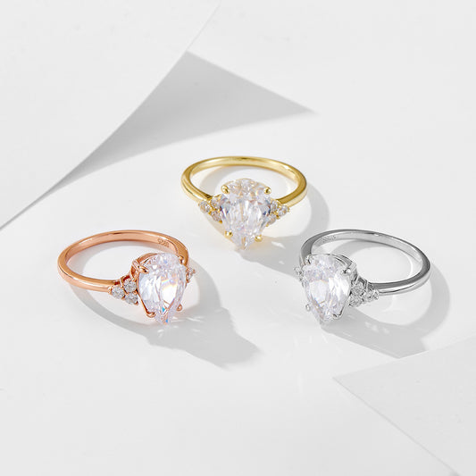 Zilora – Verlobungsring mit Moissanit in Birnenform 🌟 925er Silber für stilvolle Momente