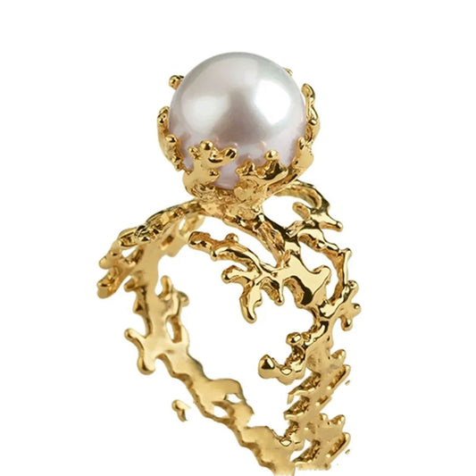 Zilora – Barocke Perlenring 🌙 Französischer Retro-Chic in Gold