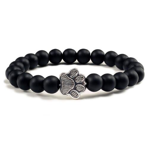 Zilora – Lava-Stein-Armband mit Pfotenanhänger 🖤 Natürliche Eleganz mit Tierliebe 🐾