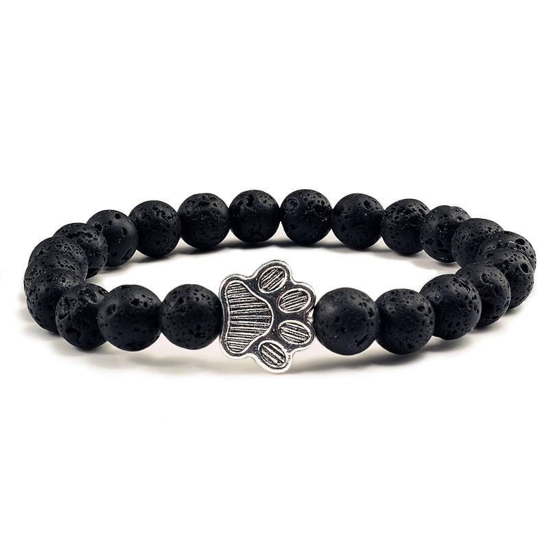 Zilora – Lava-Stein-Armband mit Pfotenanhänger 🖤 Natürliche Eleganz mit Tierliebe 🐾