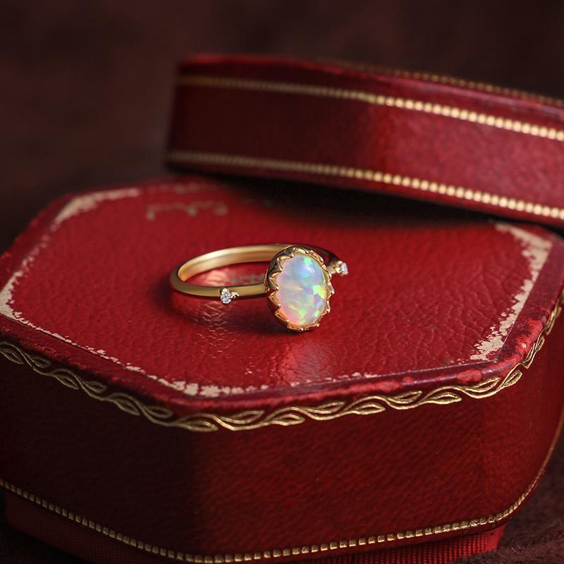 Retro Imitation Opal Goldplattierter Ring für Damen – Eleganz im Vintage-Stil ✨