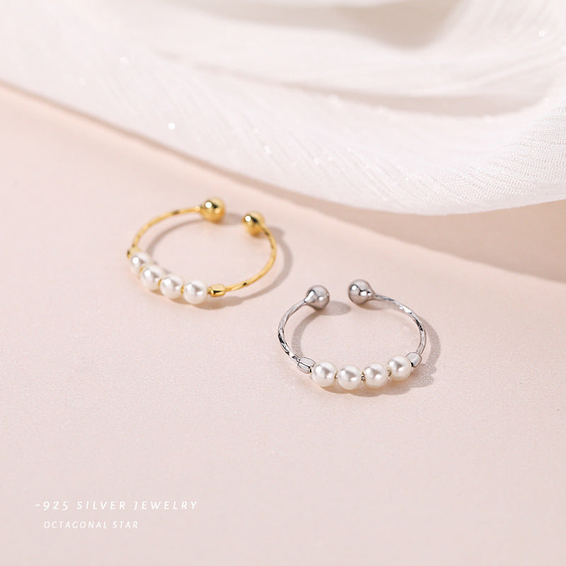 Retro-Perlenring – Zeitloses Design aus echtem Silber