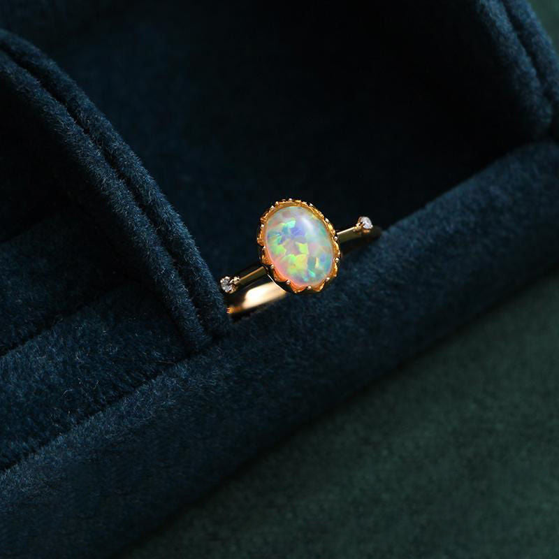 Retro Imitation Opal Goldplattierter Ring für Damen – Eleganz im Vintage-Stil ✨